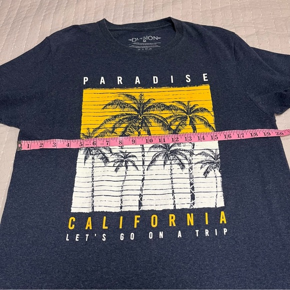 Dvision Men’s T shirt Paradise Palm Tree California Blue Yellow White Medium - Picture 2 of 6